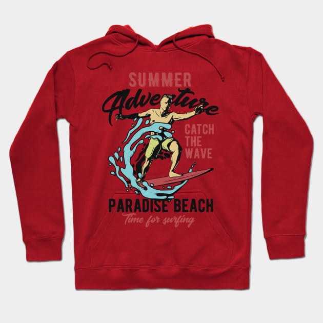 Paradise Beach summer surfer design vintage Hoodie by SpaceWiz95